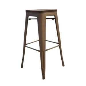 V High Bar Stool Dark Wood Antique