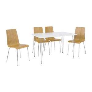 Mizell Dining Set White Oak Table 1+4seater