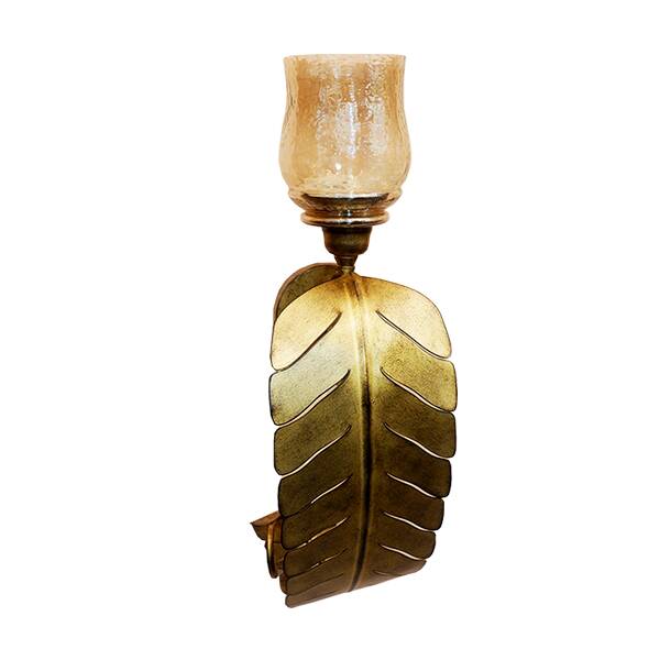 Leaf Candle Holder Mustard Gold Medium