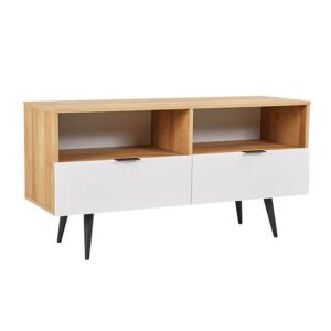 Las TV Stand White Dark Oak