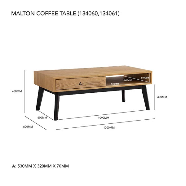 Malto Coffee Table Black Natural