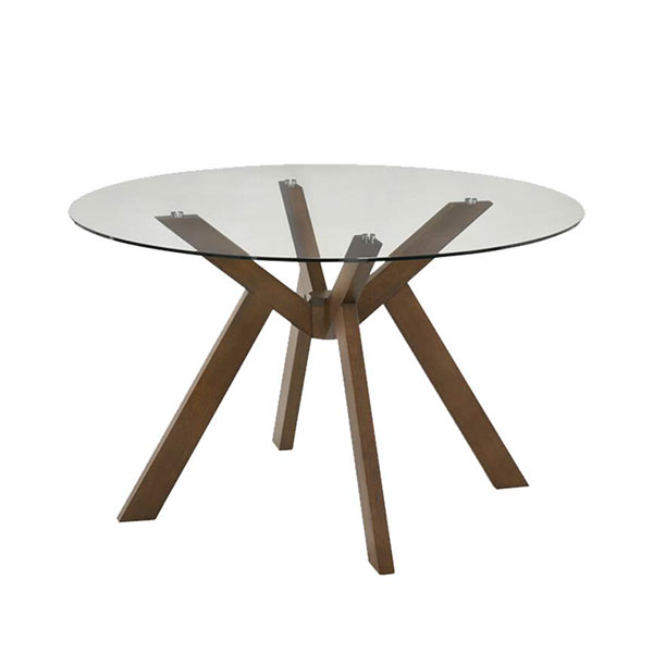 Zora Dining Table Walnut Clear Glass 4seater