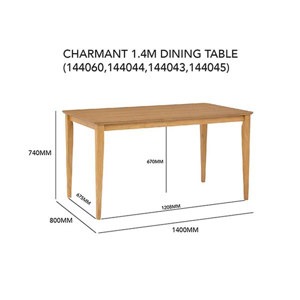 Charmant Dining Table Ash Natural 6seater