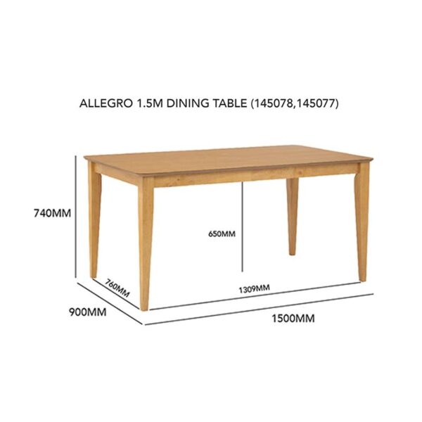 Allegro Dining Table Natural 6seater