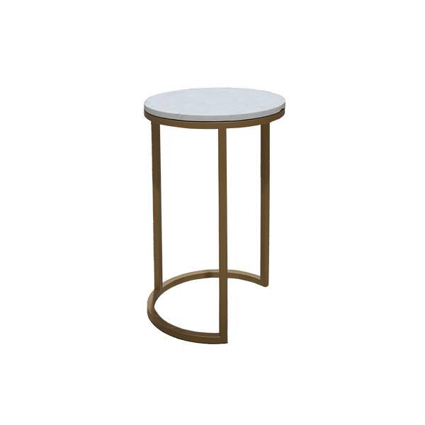 Aldwin Side Table Copper White Marble