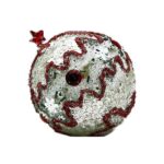 Christmas Ball Capiz Crushed Glass Silver Red