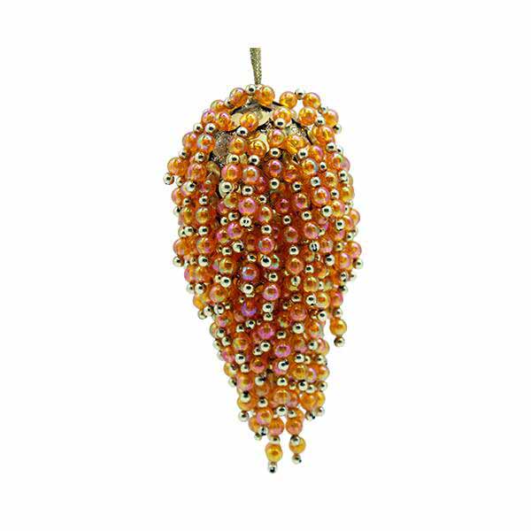 Christmas Ball Beaded Diamond Orange Gold