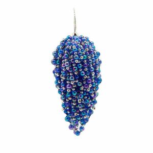 Christmas Ball Beaded Diamond Silver Blue