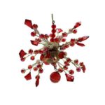 Christmas Ornament Chandelier Beads Red Gold