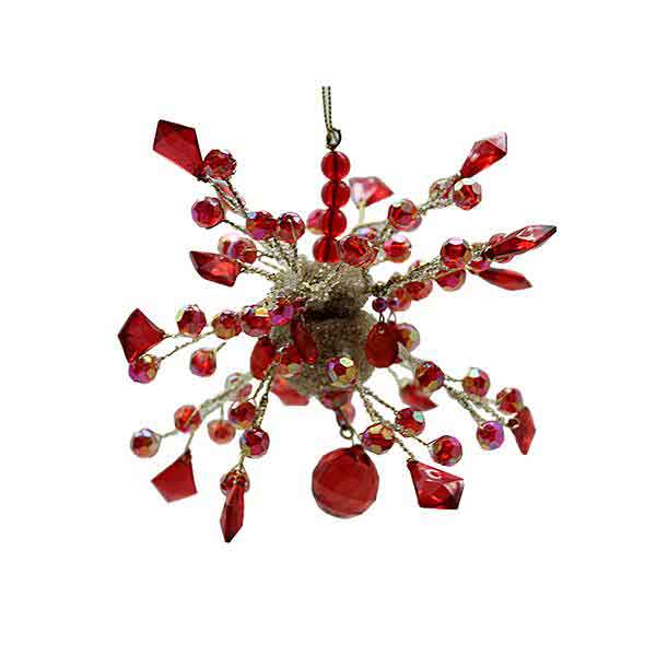 Christmas Ornament Chandelier Beads Red Gold