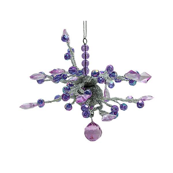 Christmas Ornament Chandelier Beads Lavender Silver