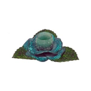 Christmas Candle Holder Open Rose Turquoise Green - Image 1