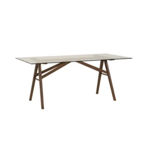 Koen Rectangular Dining Table Cocoa Clear Glass 6seater