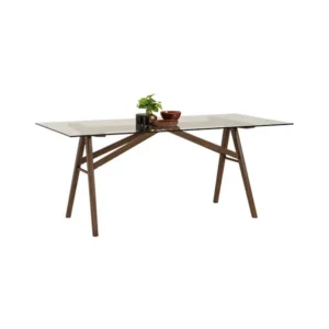 Koen Rectangular Dining Table Cocoa Clear Glass 6seater