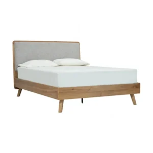 Toronto Bed Light Tennesee Walnut, Greymist Fabric Queen
