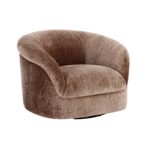 Ora Swivel Accent Chair Brown Fabric