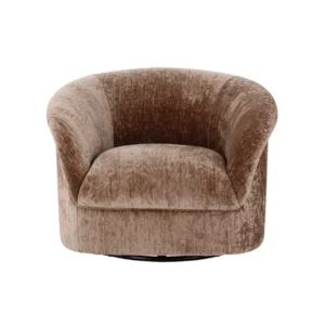 Ora Swivel Accent Chair Brown Fabric
