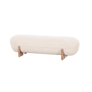 Oslo Ottoman White Poplar Veneer Cream Fabric