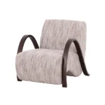 Olaf Accent Chair Walnut Veneer Beige Fabric