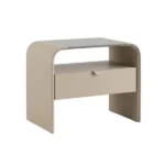 Acsa Nightstand Melamine 3D Tempered Glass Beige PU 600x400x540mm
