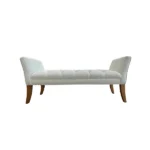Brian Bench Cocoa Leg Beige Fabric