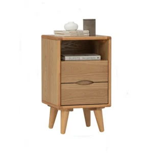 Yara Bedside Table Ash Veneer/ Malaysian Oak 102 Natural 2 Drawer