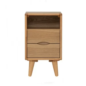 Yara Bedside Table Ash Veneer/ Malaysian Oak 102 Natural 2 Drawer