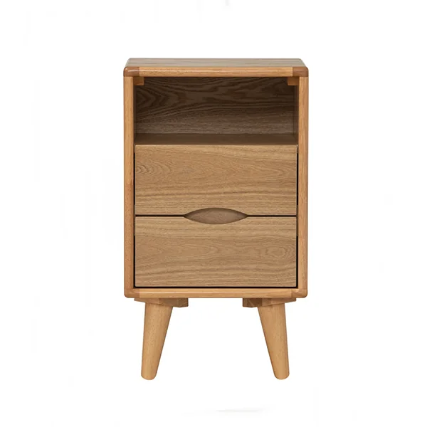 Yara Bedside Table Ash Veneer/ Malaysian Oak 102 Natural 2 Drawer