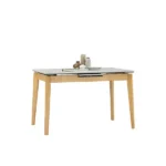Folto Rec Ext Dining Table MO HPressure Laminate 102/186 Natural White Marble 8seaterv