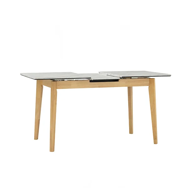 Folto Rec Ext Dining Table MO HPressure Laminate 102/186 Natural White Marble 8seater