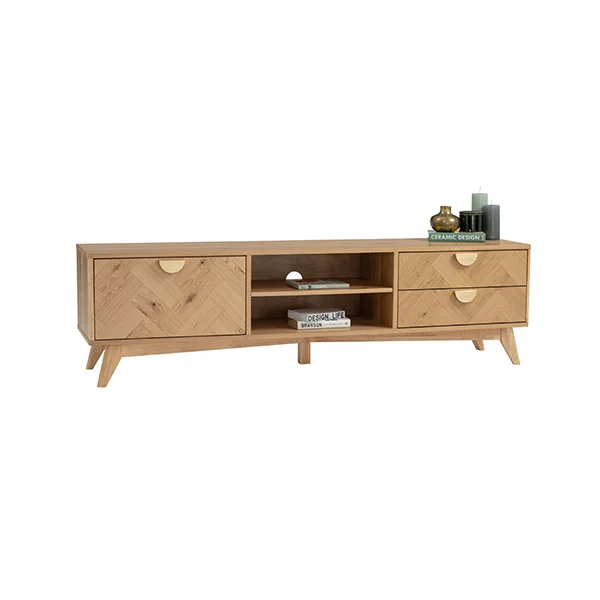 1054956-a Loftus TV Cabinet Malaysian Oak MDF Oak Veneer 102/112 Natural/Oak